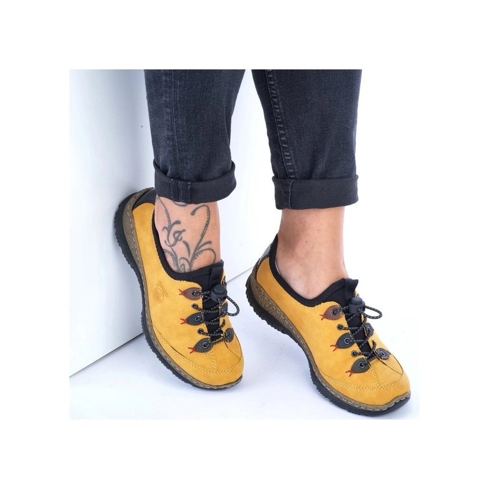 Rieker N3271-68 Women EU 41 US 9.5-10 Mustard Yellow Comfort Walking Shoes - Picture 2 of 11